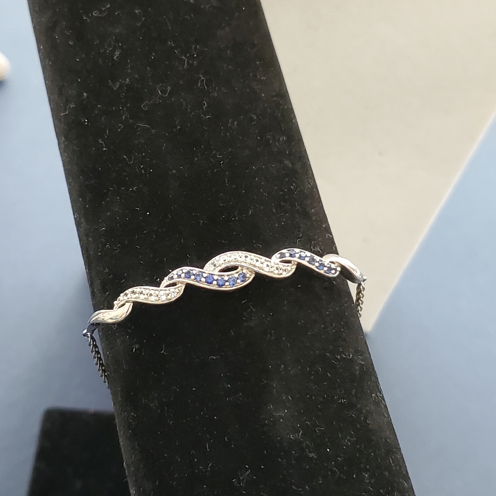 Sterling Sapphire Bolo Bracelet  (Fits up to 8 1/4” Wrist) - Picture 9 of 16